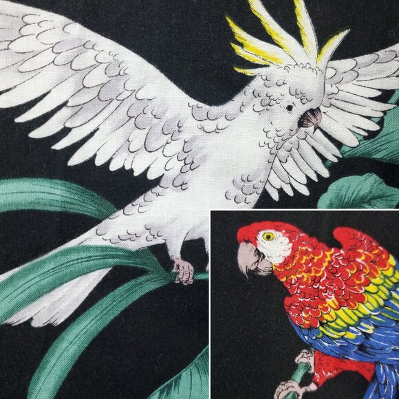 Paradise Found Vintage Hawaiian Shirt Parrots Birds Cotton Made USA Men's XL - Picture 6 of 12